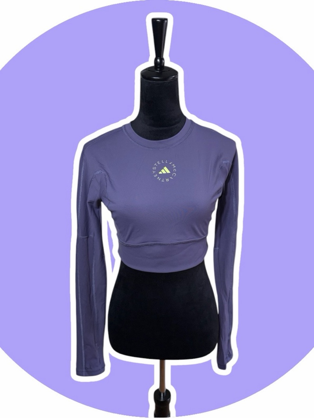 NWT Adidas by Stella McCartney Purple Cropped Activewear Top Size M Yoga Gym